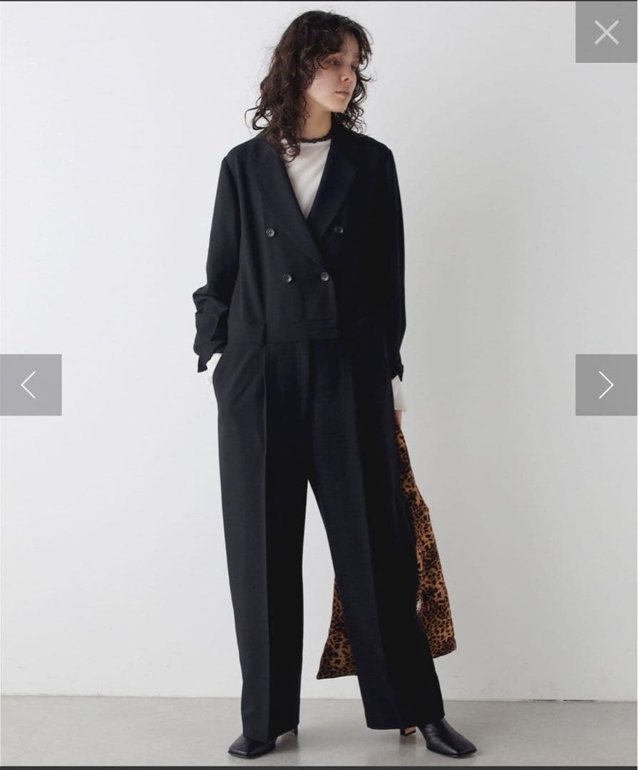 Whim Gazette(the pause) テーラーカラージャンプスーツ 黒