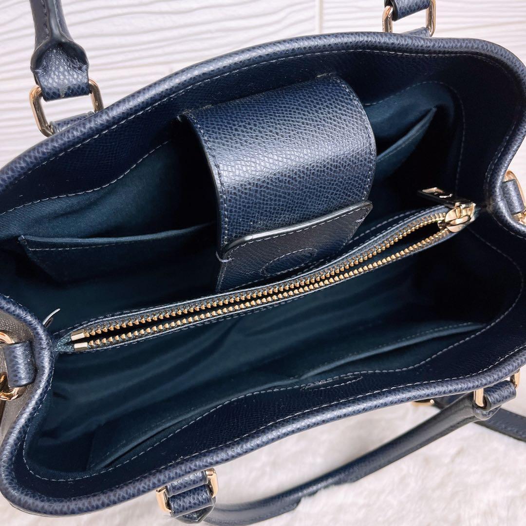 未使用級☆COACHコーチ 2wayショルダーバッグ ネイビー レザー ビジネス