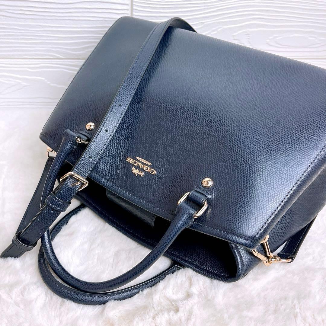 未使用級☆COACHコーチ 2wayショルダーバッグ ネイビー レザー ビジネス