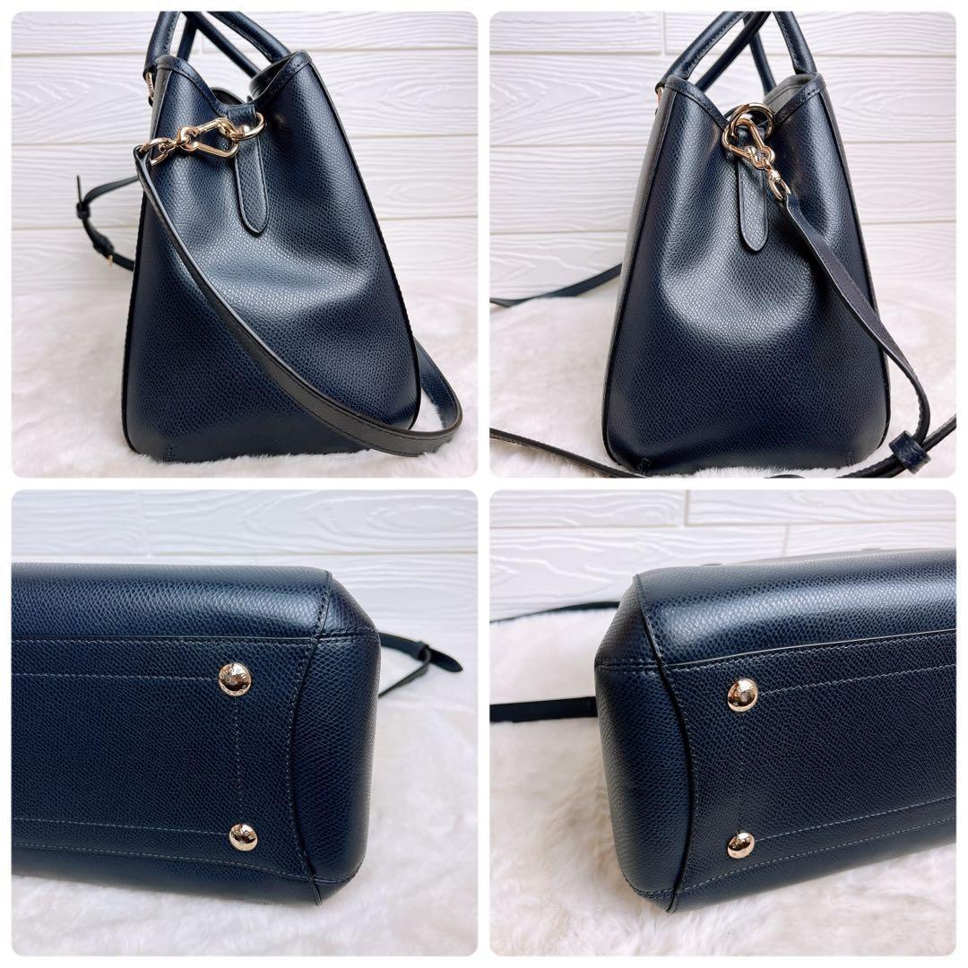 未使用級☆COACHコーチ 2wayショルダーバッグ ネイビー レザー ビジネス