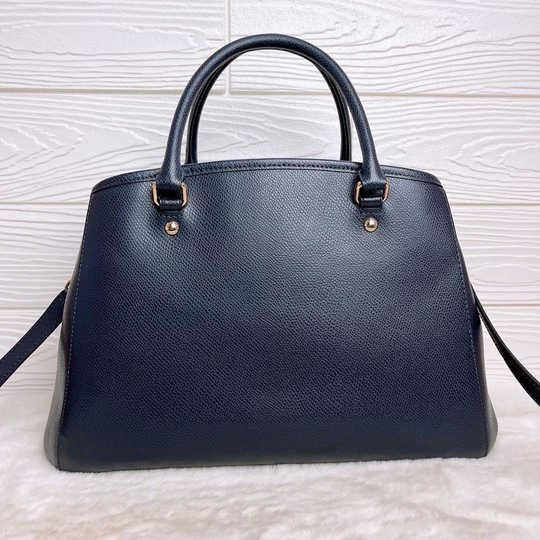 未使用級☆COACHコーチ 2wayショルダーバッグ ネイビー レザー ビジネス