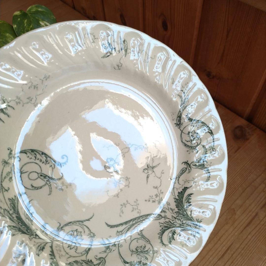 フランスアンティーク　ジアン　プレート　ランソー Rinceaux