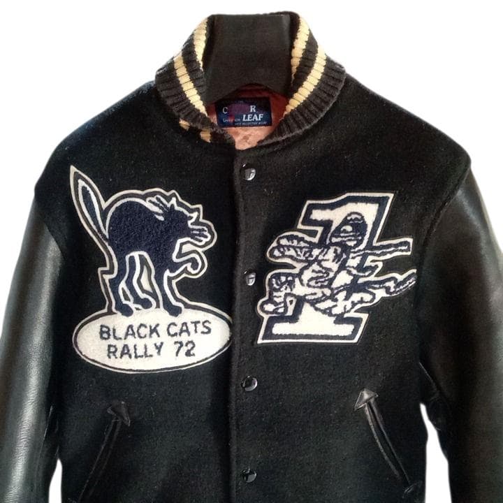 東洋 CLOVER LEAF クローバーリーフ 袖革 スタジャン 黑