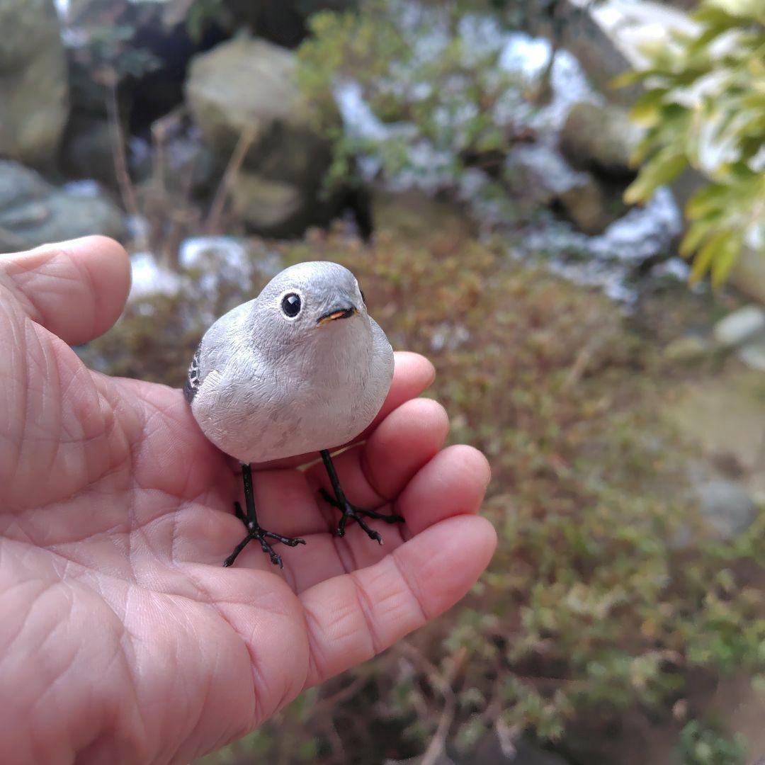 小さなバードカービング コサメビタキ 野鳥 木彫り