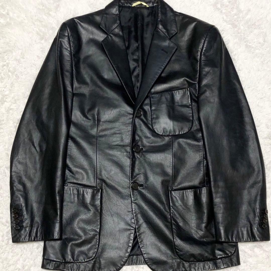 上美品！Paul Smith ポールスミス テーラードジャケット 牛革 ブラック