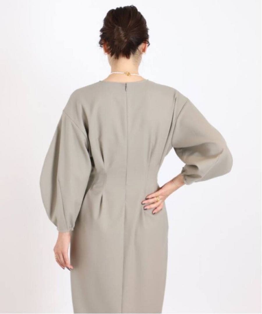 VERMEIL par iena ツイルウエストシェイプワンピース カーキグレー