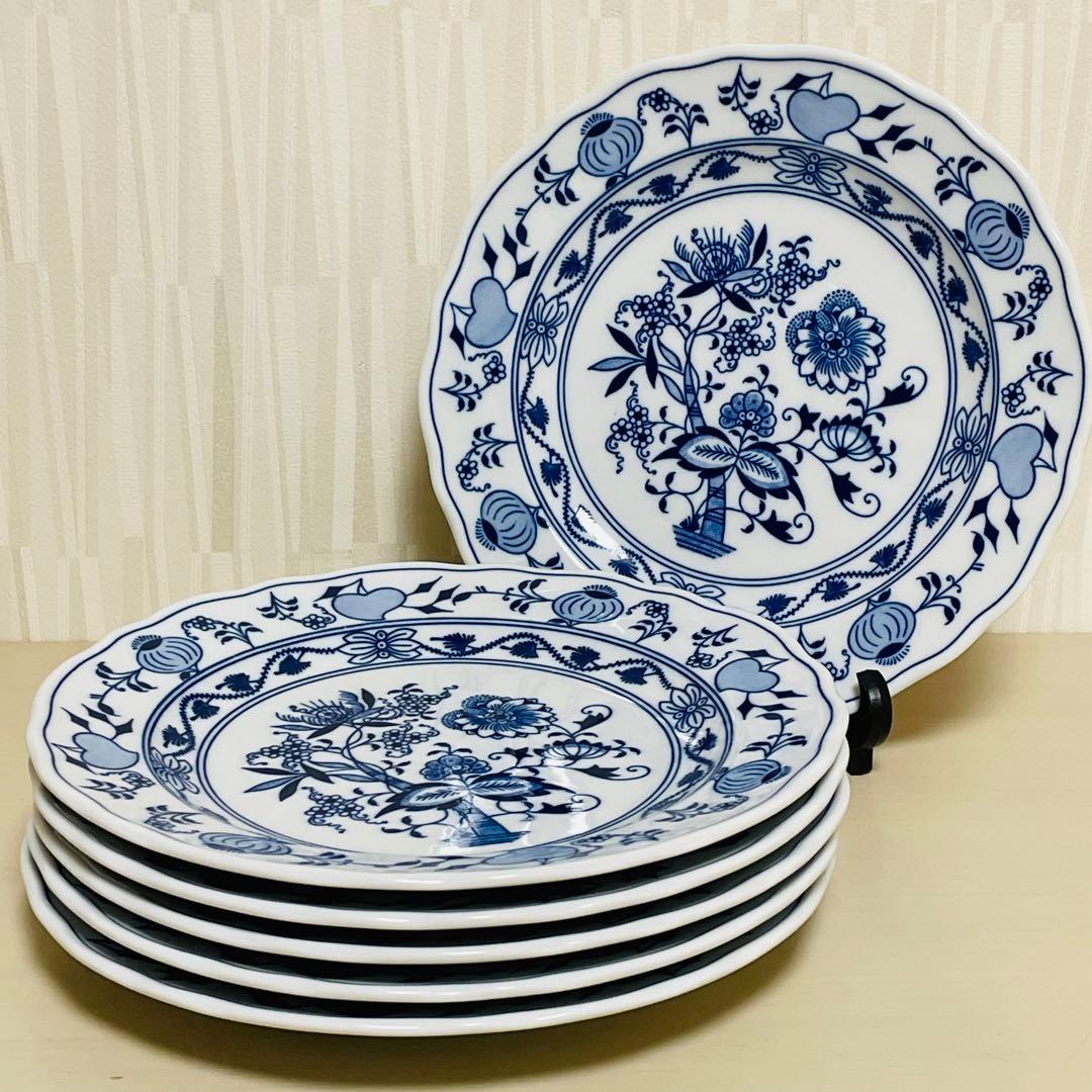 カールスバード ボヘミア ブルーオニオン 皿 プレート 直径24.5cm 6枚