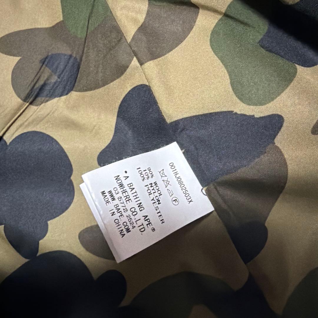 アベイシングエイプ　ピーコート　裏地カモ総柄　エイプスター　ロゴボタン　ネイビー