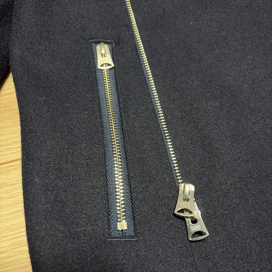 アベイシングエイプ　ピーコート　裏地カモ総柄　エイプスター　ロゴボタン　ネイビー