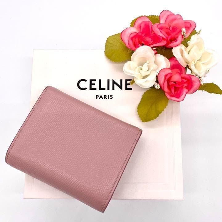 【大特価‼︎】セリーヌ スモールトリフォールド 折り財布 ピンク 鑑定済み■