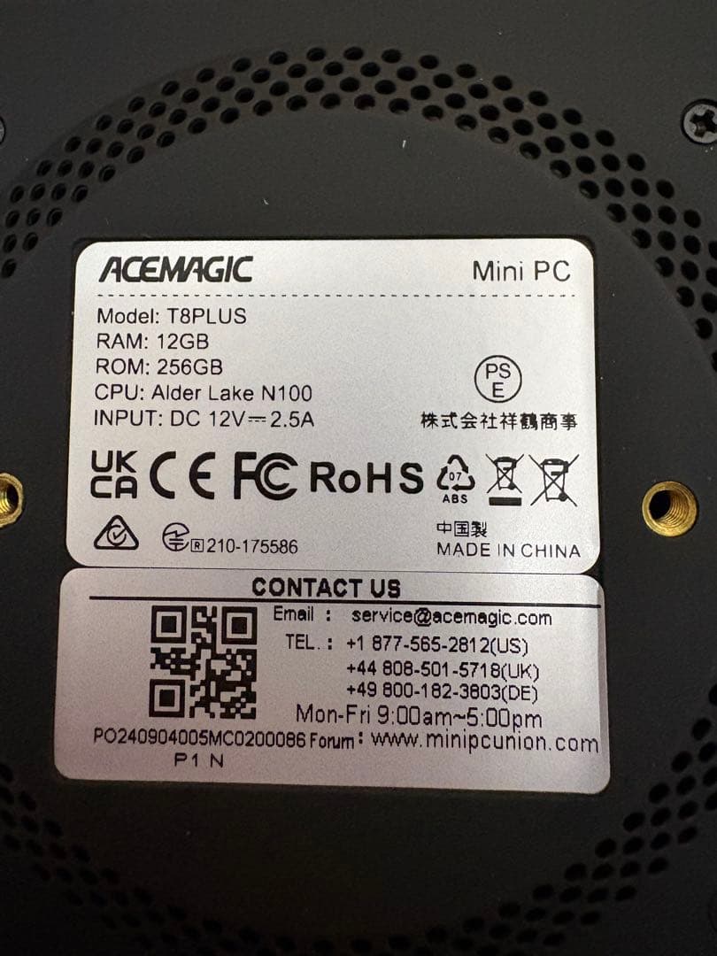 Acemagicミニpc n100 12GB＋256GB SSD