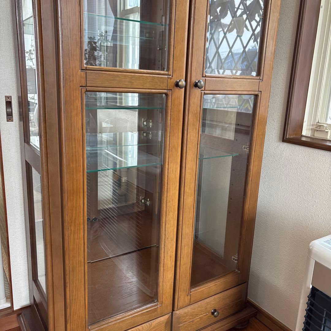 高級家具　passionブランド　縦型　カップポード　飾り棚照明付　背面鏡棚5