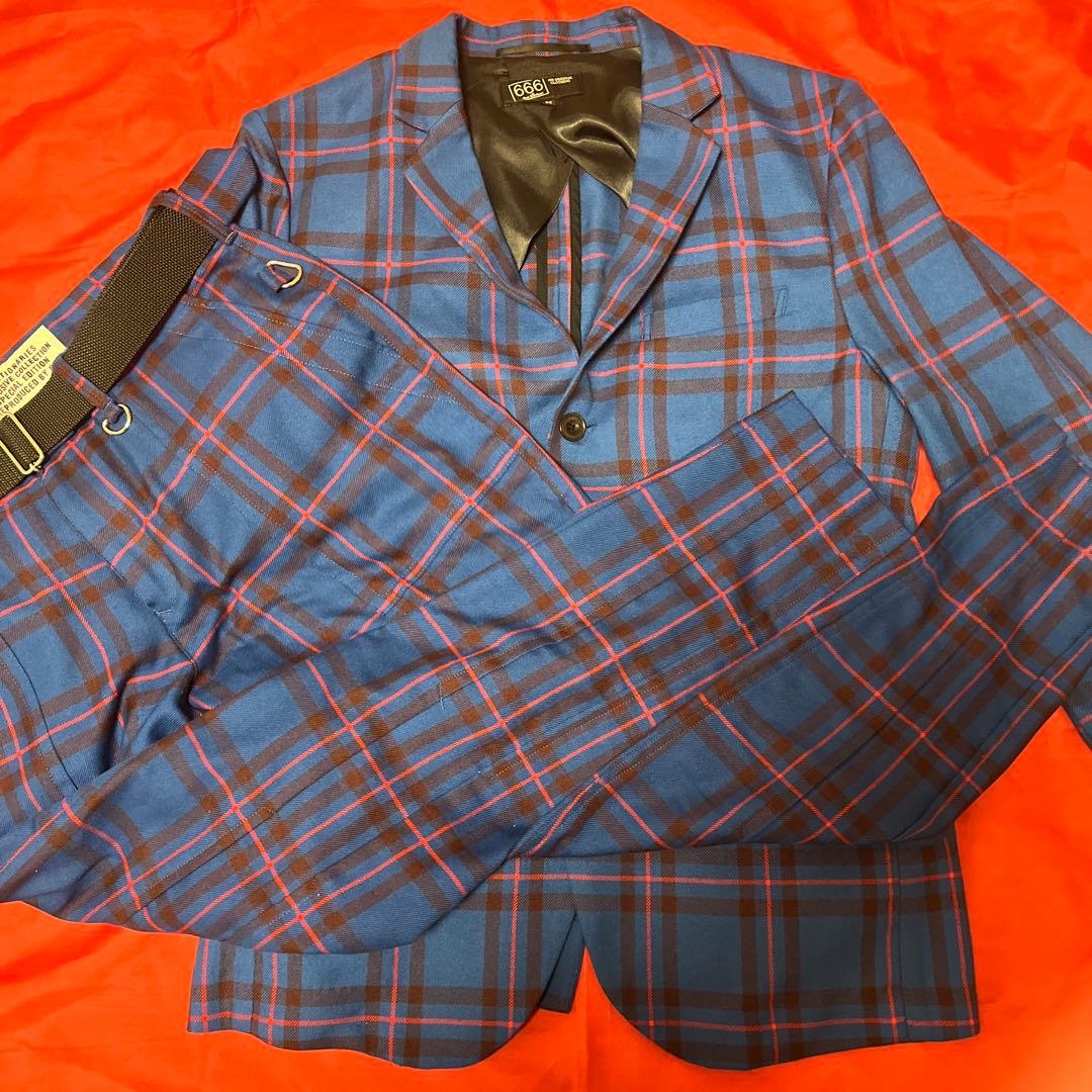 666 タータンチェック　ジャケット　パンツ　パンク　パンクファッション