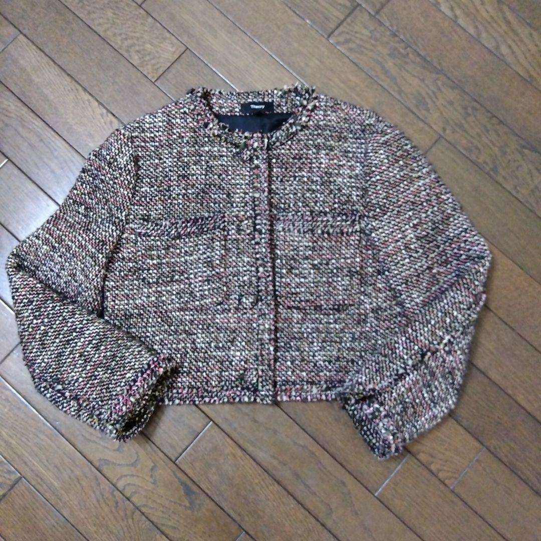 セオリーツイードジャケット　マルチカラー　ショートジャケット　２