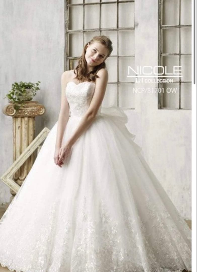 NICOLE ウェディングドレス 9号 ベールグローブセット