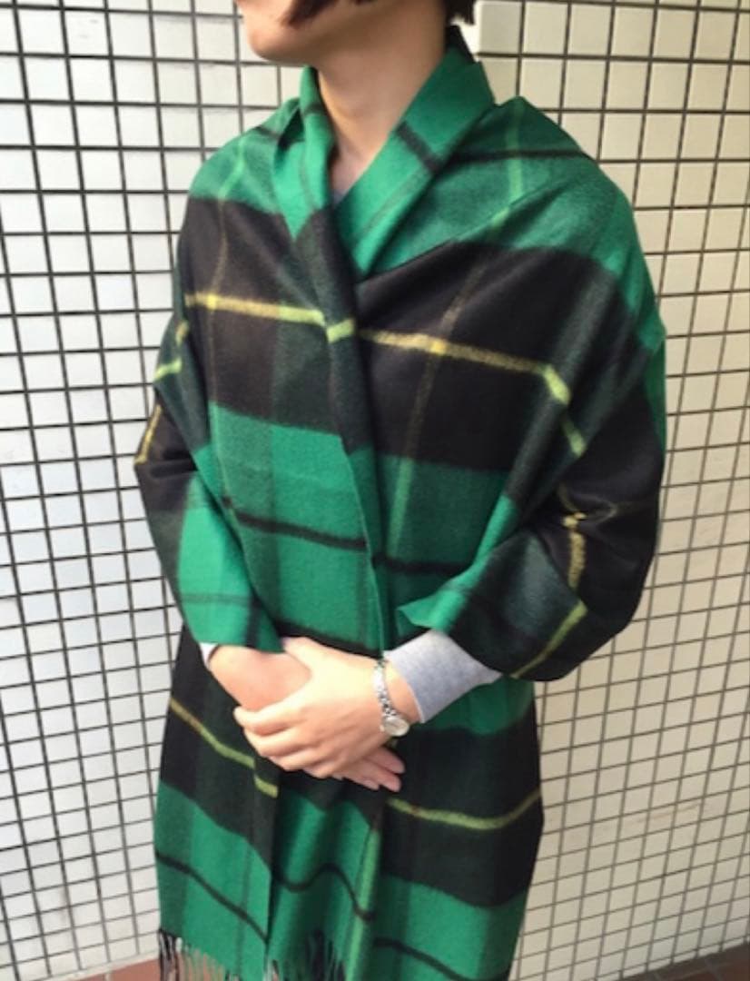 ジョンストンズ　大判カシミヤストール 日本別注 ハンティングウォレス タグなし