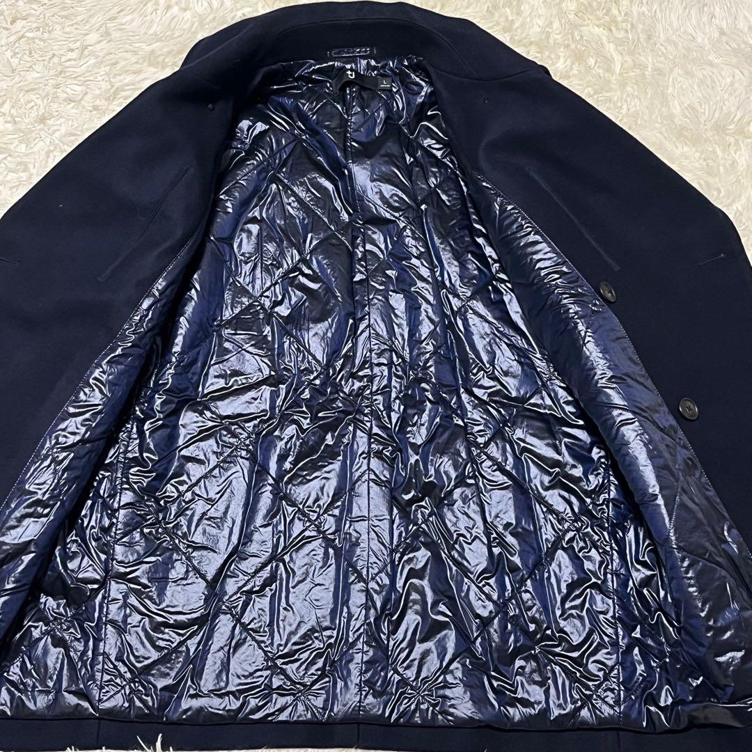 ✨美品✨ ユニクロ +J ウールブレンドオーバーサイズピーコート ネイビー L