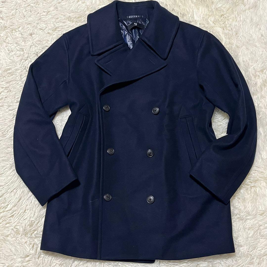 ✨美品✨ ユニクロ +J ウールブレンドオーバーサイズピーコート ネイビー L