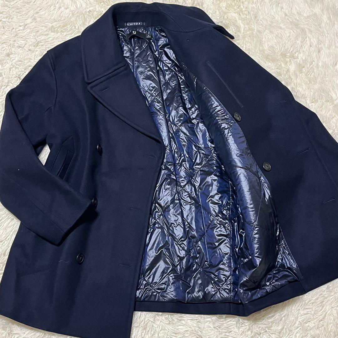 ✨美品✨ ユニクロ +J ウールブレンドオーバーサイズピーコート ネイビー L