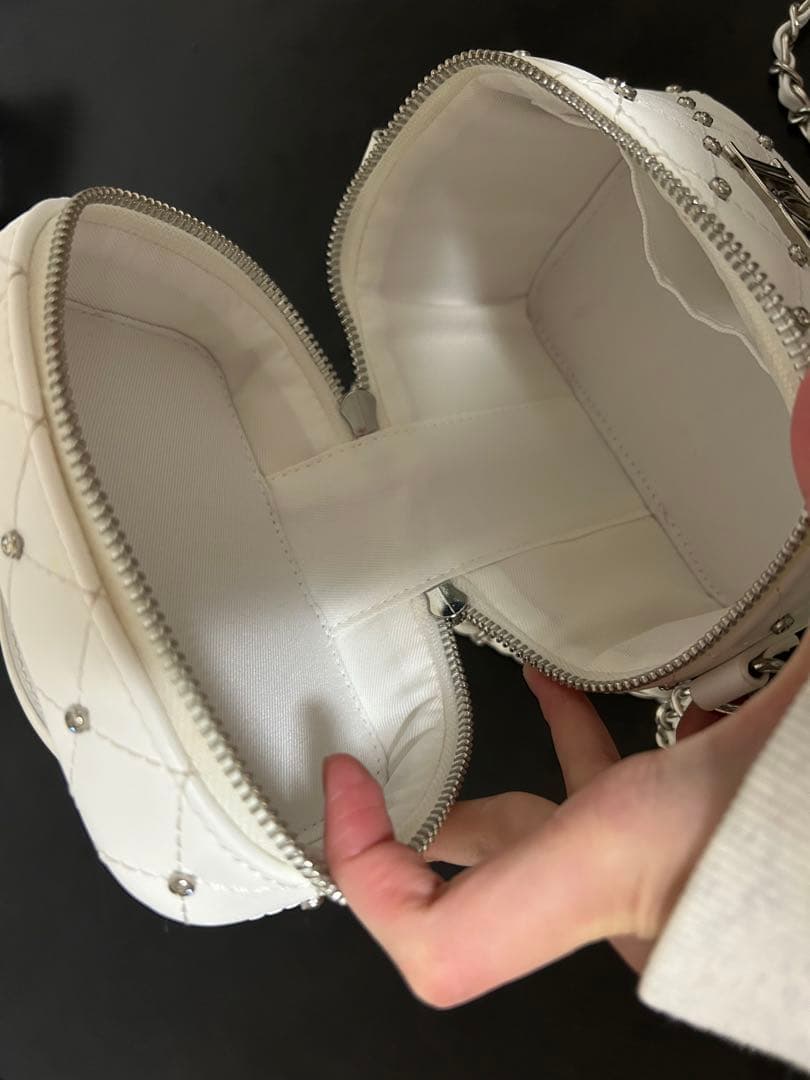 キルティングビジュースクエアミニバッグ white