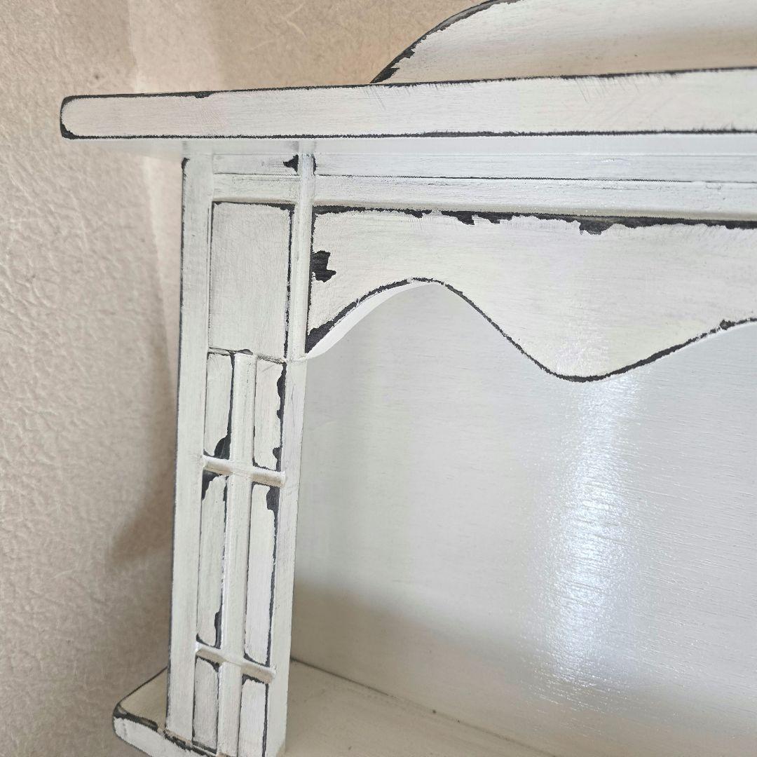 フレンチアンティークシャビー壁掛け シェルフ　ワイド768　モール　ホワイト
