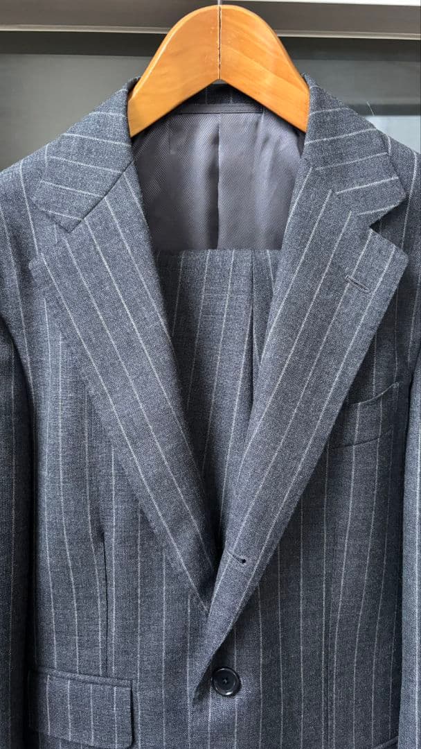 【美品】ビームスエフ Savile Clifford グレー ストライプスーツ