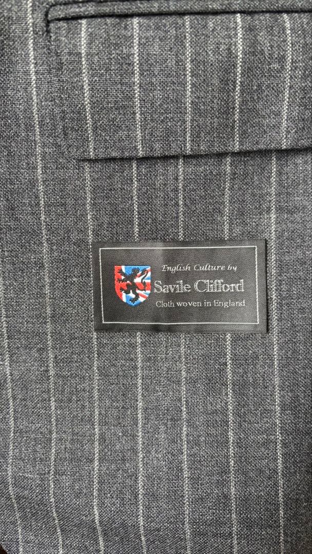 【美品】ビームスエフ Savile Clifford グレー ストライプスーツ