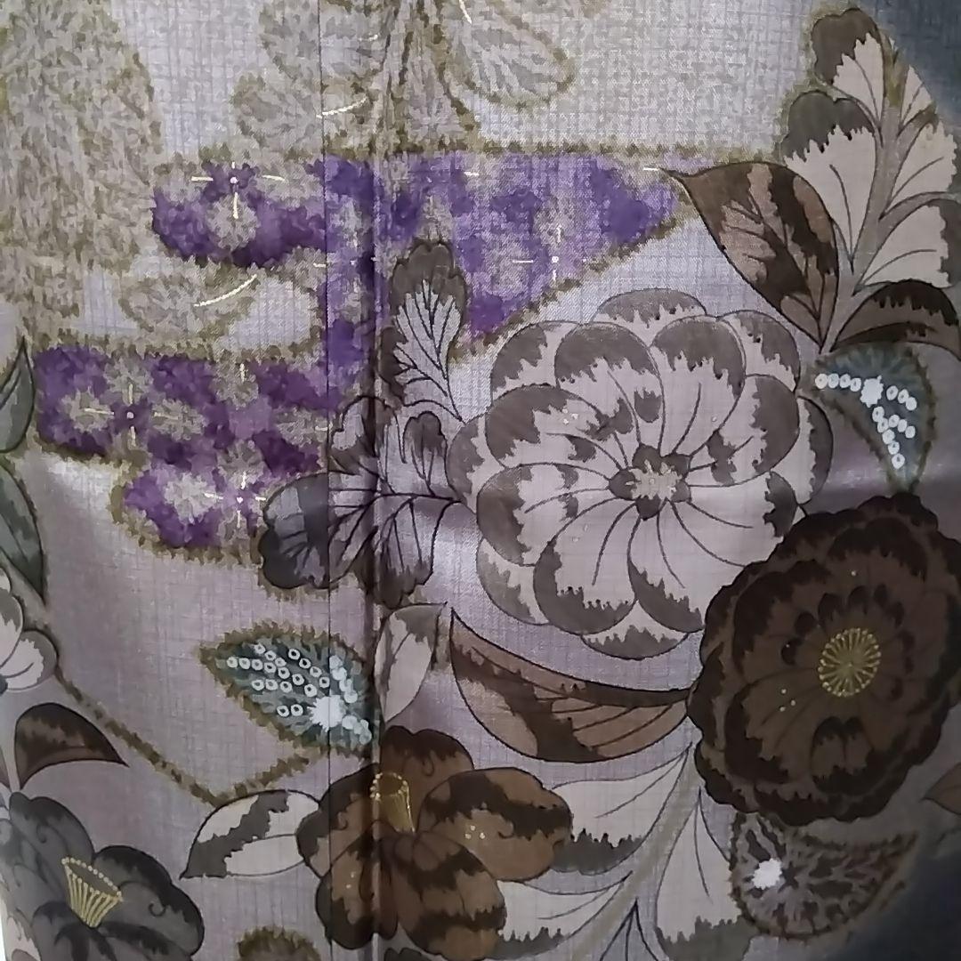 専用　大島紬 訪問着 辻が花 辻ヶ花 紬 黒 墨色 証紙 伝統工芸品