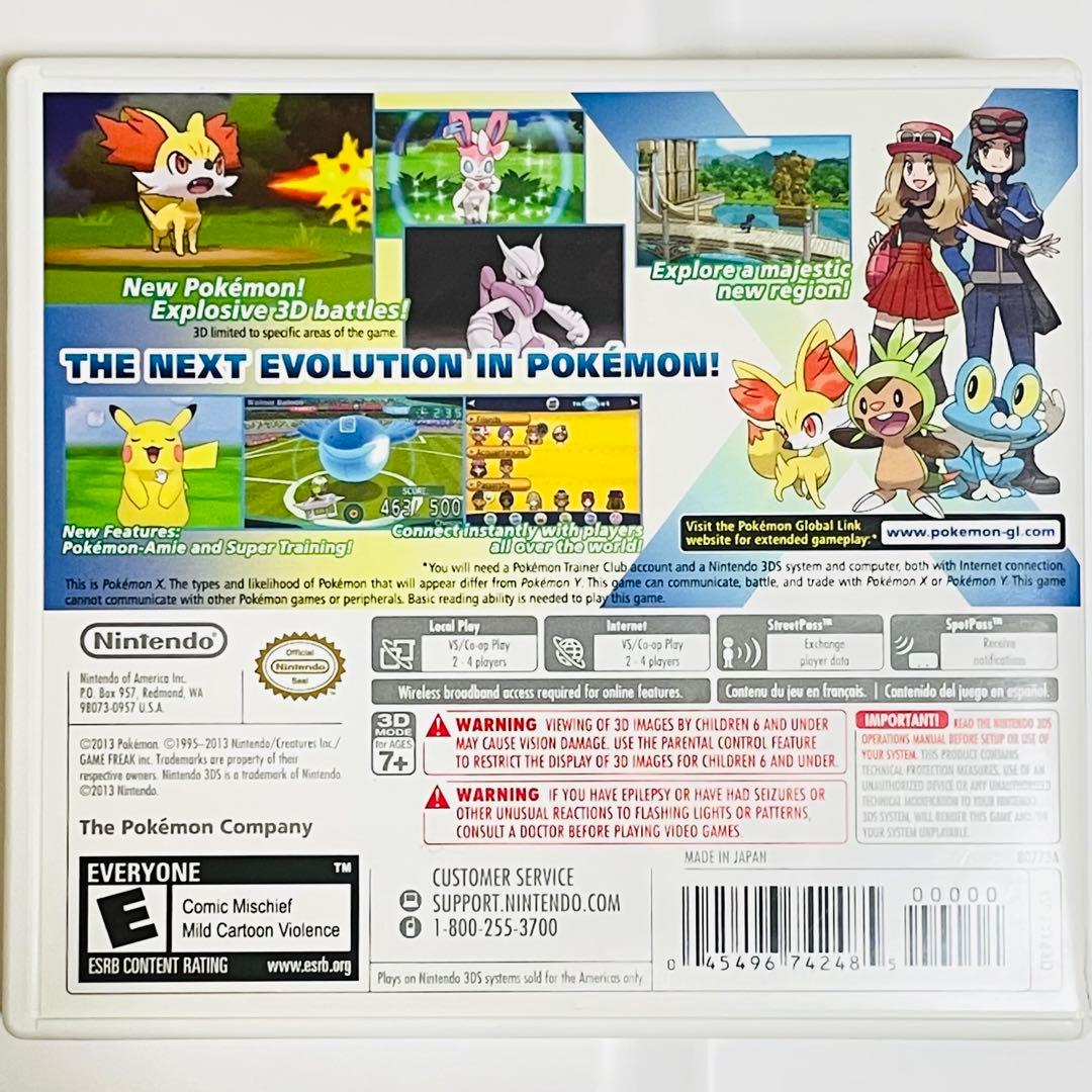 美品 ／ 動作確認済み 3DSソフト 北米版 ポケットモンスター X ケース付