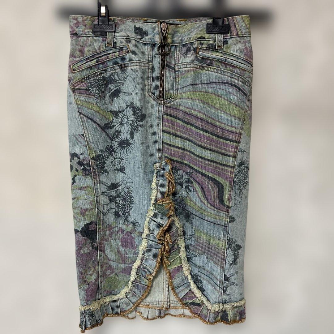 JUSTCavalli フラワープリントデニムスカート