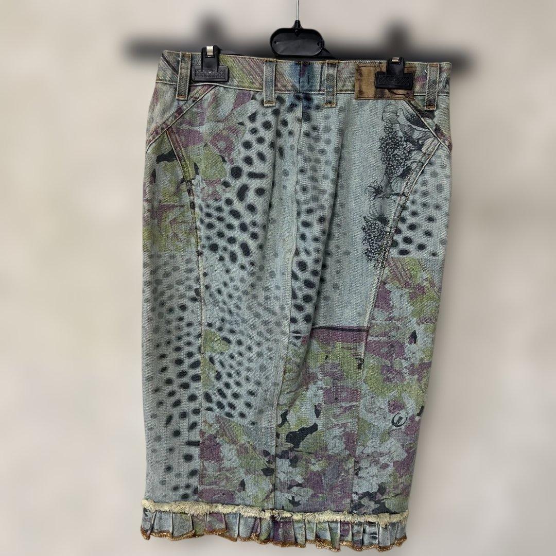 JUSTCavalli フラワープリントデニムスカート