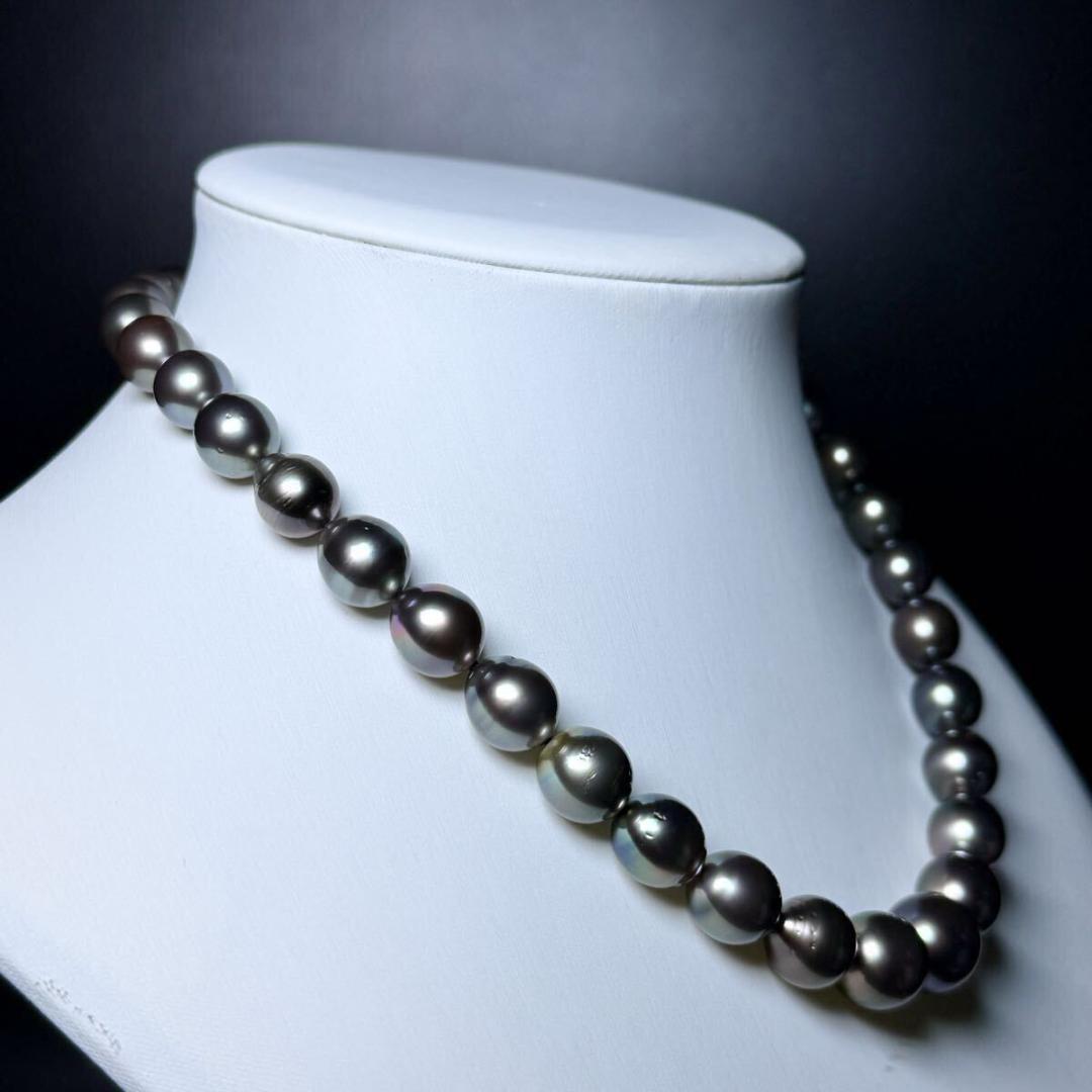 照り◎ 黒蝶真珠 南洋パール ネックレス9.9～13.6㎜ 46㎝ SS043