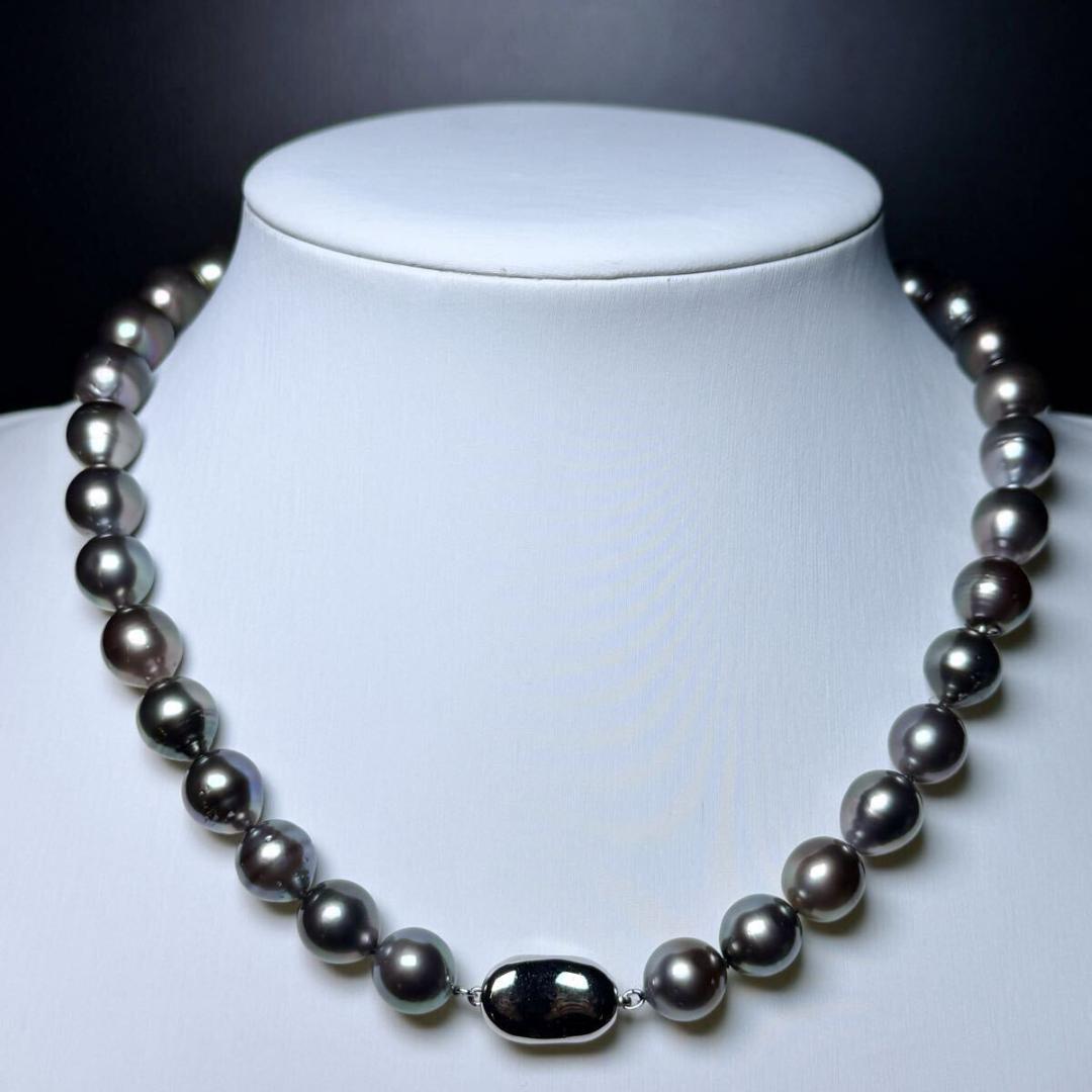 照り◎ 黒蝶真珠 南洋パール ネックレス9.9～13.6㎜ 46㎝ SS043