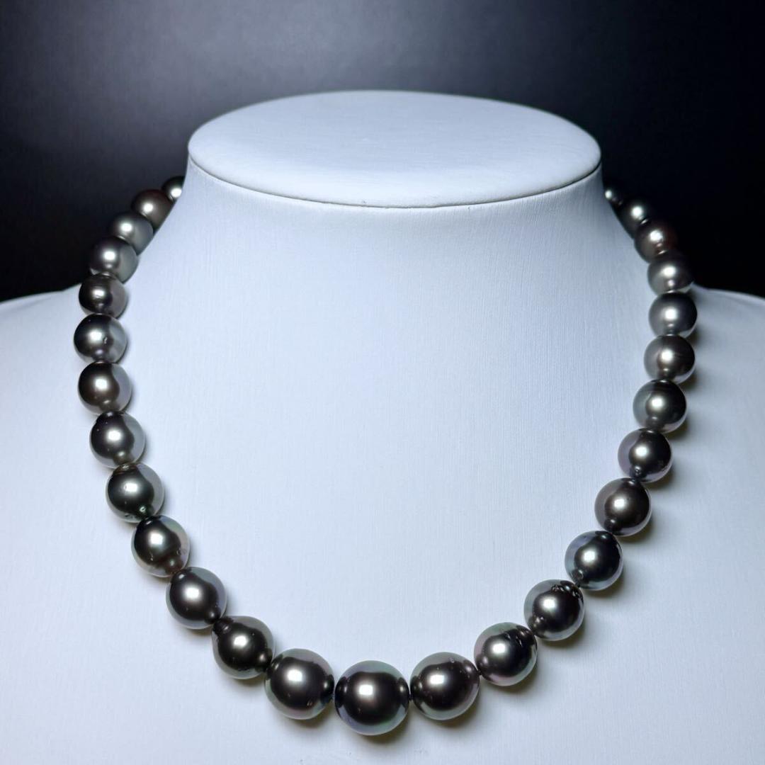 照り◎ 黒蝶真珠 南洋パール ネックレス9.9～13.6㎜ 46㎝ SS043