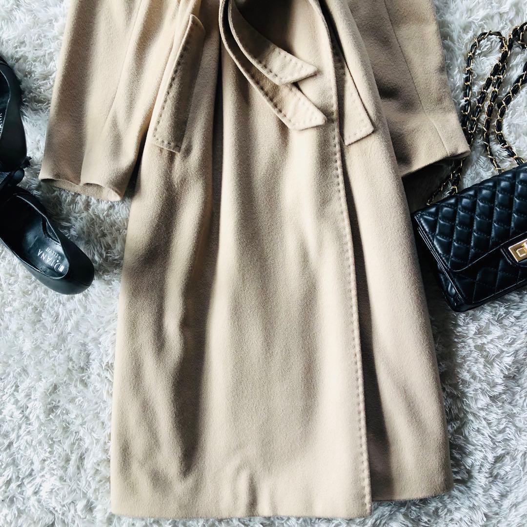 42大きめ✨現行モデル 美品 マックスマーラ ベルテッドコート 女優襟 ベージュ