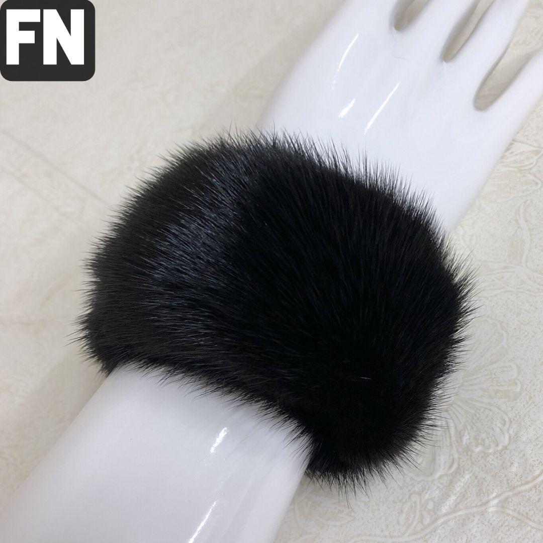 【新品 ファーカフス アームウォーマー】ブラックミンク【ナチュラル】