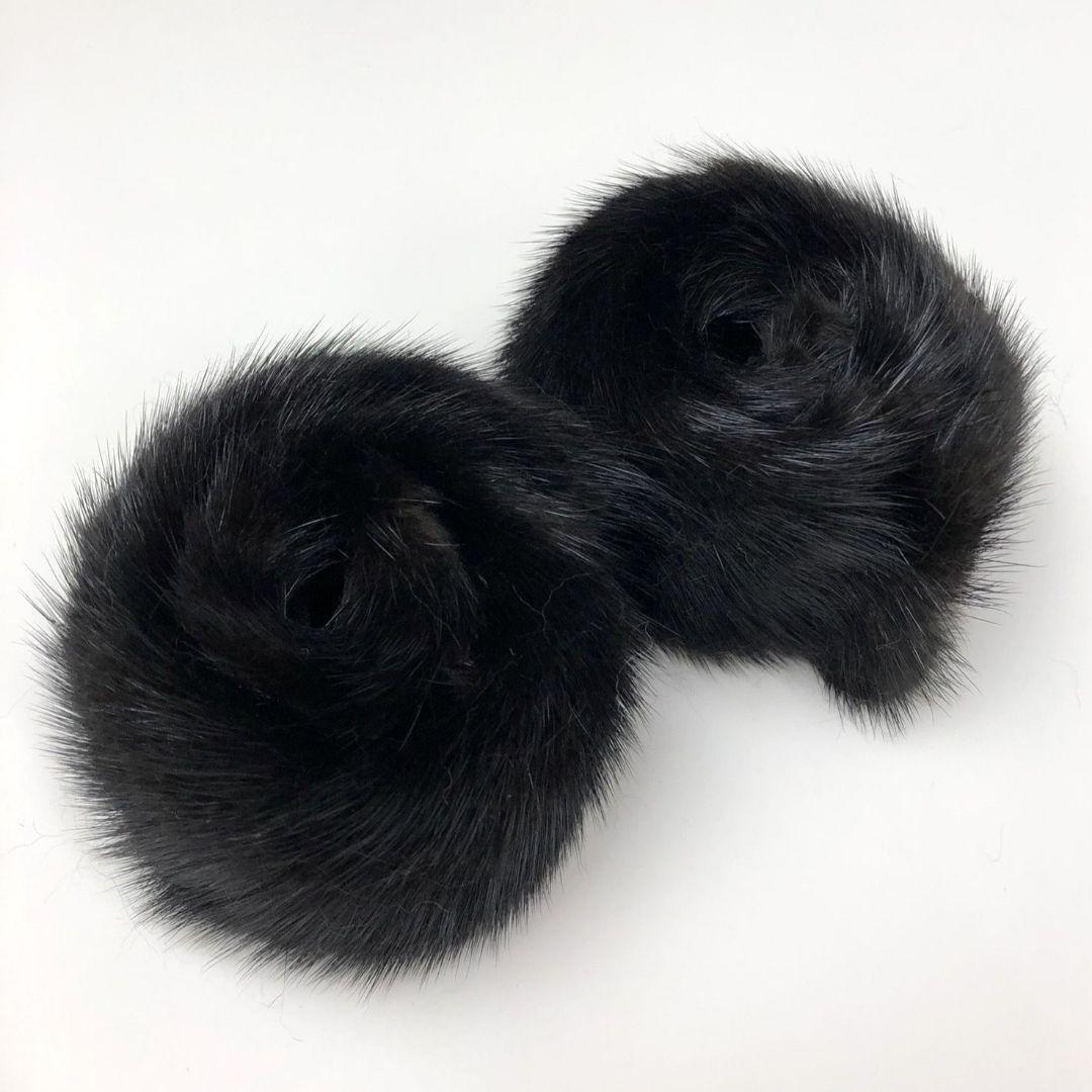 【新品 ファーカフス アームウォーマー】ブラックミンク【ナチュラル】