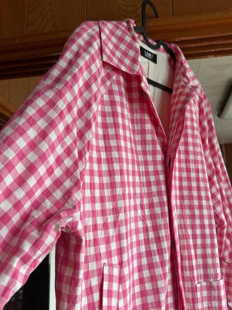 オーガニックギンガム　ステンカラーコート