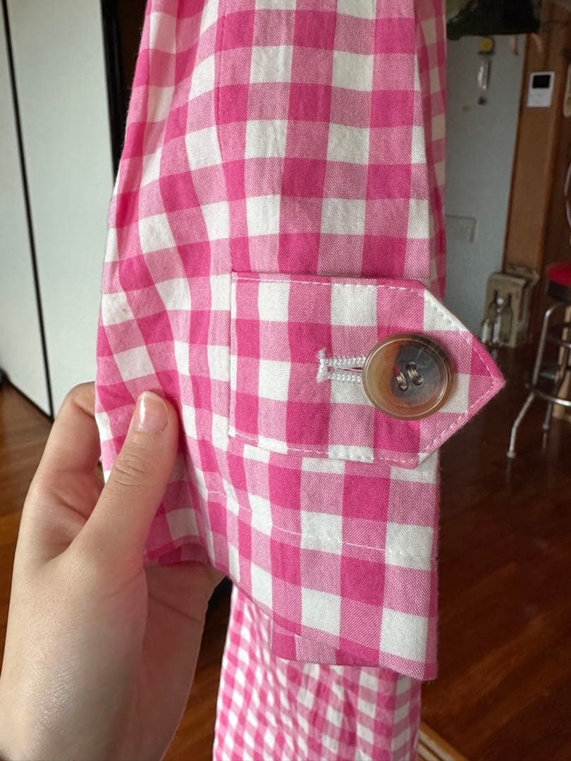 オーガニックギンガム　ステンカラーコート