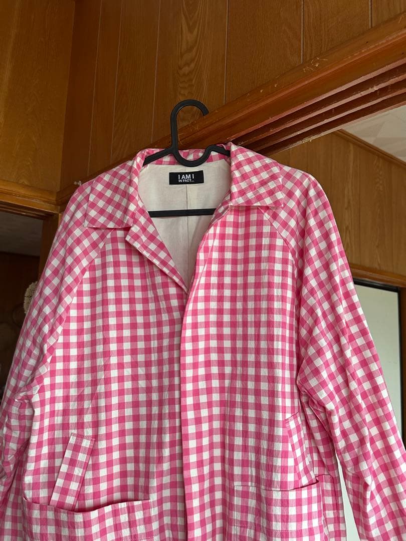 オーガニックギンガム　ステンカラーコート