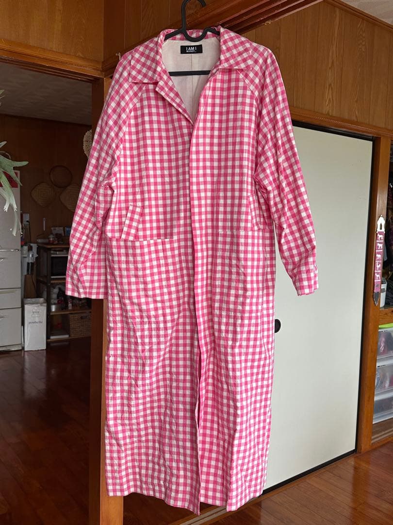 オーガニックギンガム　ステンカラーコート