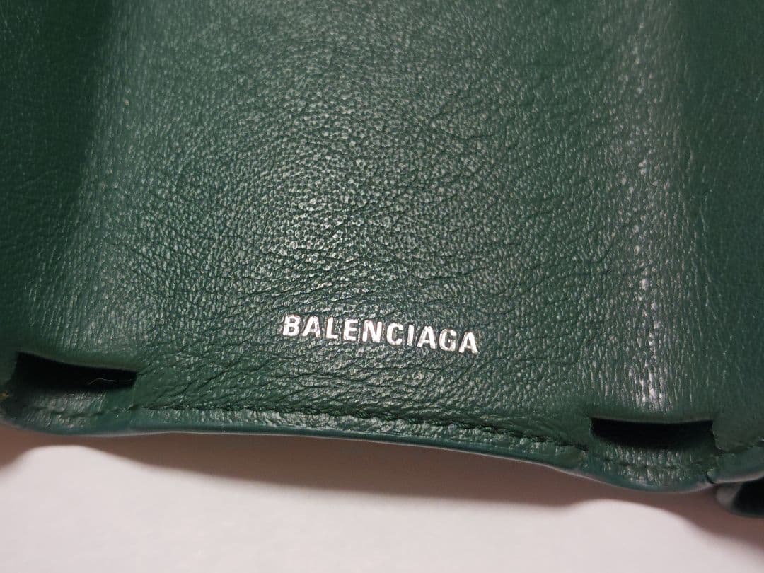 ★BALENCIAGA★ペーパーミニウォレット★グリーン★三つ折り財布★