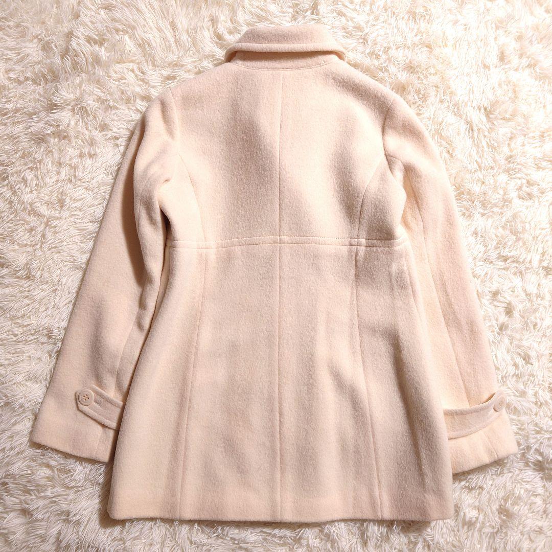 バーバリーブルーレーベル ピーコート アンゴラ アルパカ メガチェック アイボリ