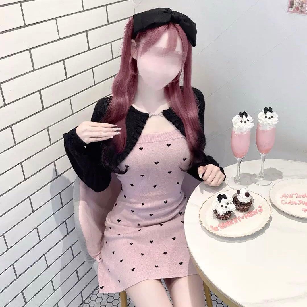 ♡ HONEY MEW Luv シャギーアンサンブルワンピース ピンク F