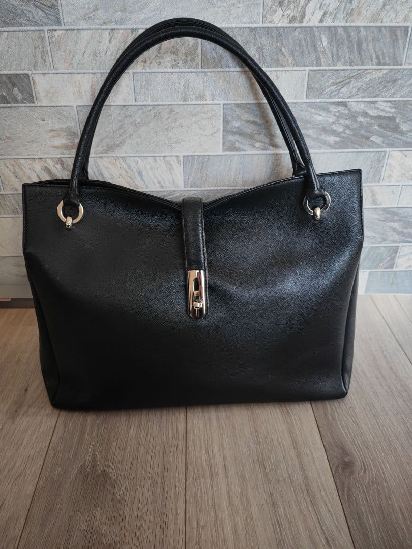 濱野皮革工芸 グレースディライトトートA4収納トートバッグ ブラック×シルバー