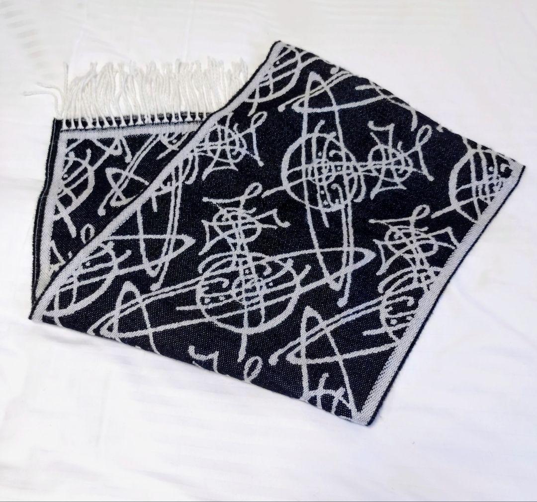 Vivienne Westwood グレー ブラック マフラー　オーブ　ロゴ総柄