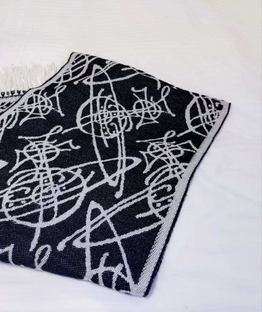 Vivienne Westwood グレー ブラック マフラー　オーブ　ロゴ総柄