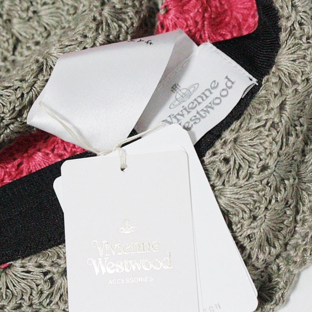 新品 ヴィヴィアンウエストウッド レザーオーブ刻印 リネン バケットクロッシェ