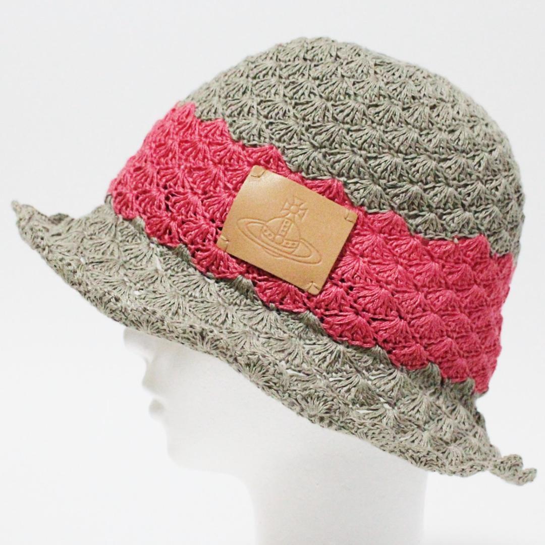 新品 ヴィヴィアンウエストウッド レザーオーブ刻印 リネン バケットクロッシェ