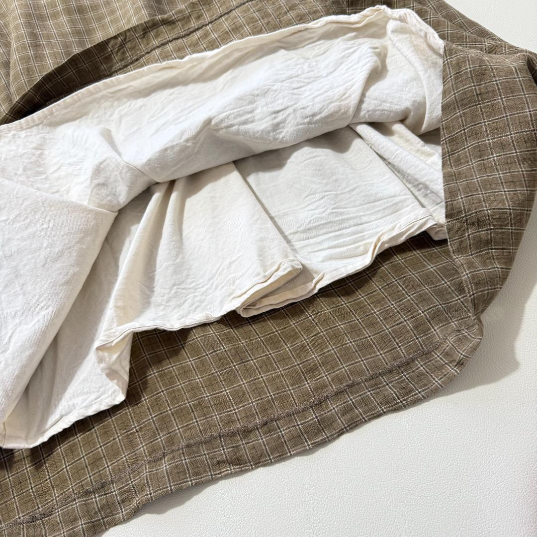 YAECA ヤエカ リネン100% チェックワンピース ロング　日本製　ゆったり